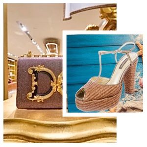 Dolce & Gabbana Wicker Peep Toe Sandals